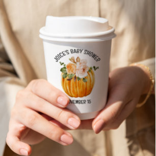 Gobelets En Papier Petit Baby shower Floral Citrouille Automne