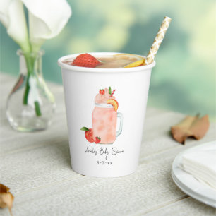 Gobelets En Papier Petit Baby shower Fruit Smoothie Fille Peach