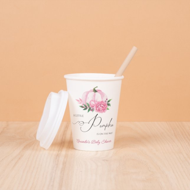 Gobelets En Papier Petit Baby shower Rustique rose-rose-blanc Citroui (Créateur téléchargé)