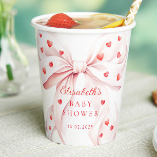 Gobelets En Papier Petit coeur rose bébé fille Baby Shower