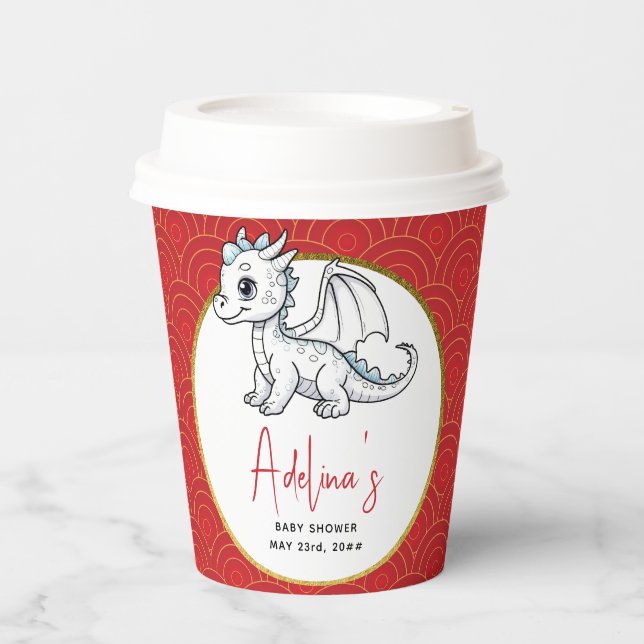 Gobelets En Papier Petit Dragon Sur Le Chemin De Mignons Baby showers (Recto)
