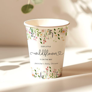 Gobelets En Papier Petit fleur sauvage en route baby shower