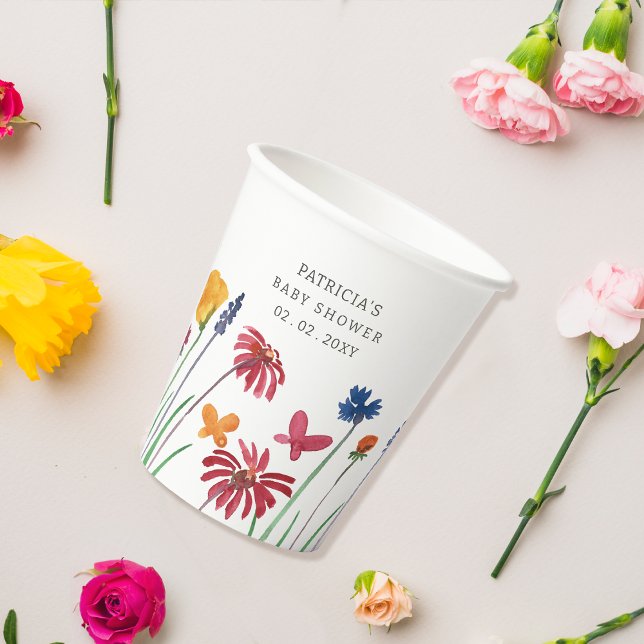Gobelets En Papier Petit Fleur sauvage Joli bébé Baby shower fille (Little Wildflower Pretty Baby Girl Baby Shower Paper Cups)