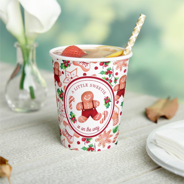 Gobelets En Papier Petit Man Gingpain Baby shower de Noël (Insitu)