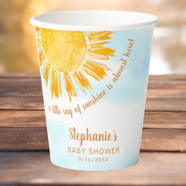 Gobelets En Papier Petit Rayon De Baby shower Soleil (Créateur téléchargé)