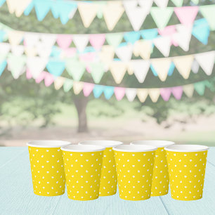 Gobelets En Papier Petite coeur sur des tasses de papier jaune vif