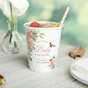 Gobelets En Papier Petite Dame Coccinelle Roses Fille Baby Shower