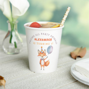 Gobelets En Papier Petite fête d'anniversaire de Renard