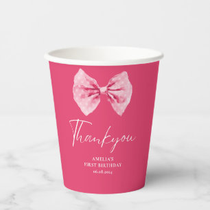 Gobelets En Papier Petite fête fleurie de Bow rose Onedering annivers