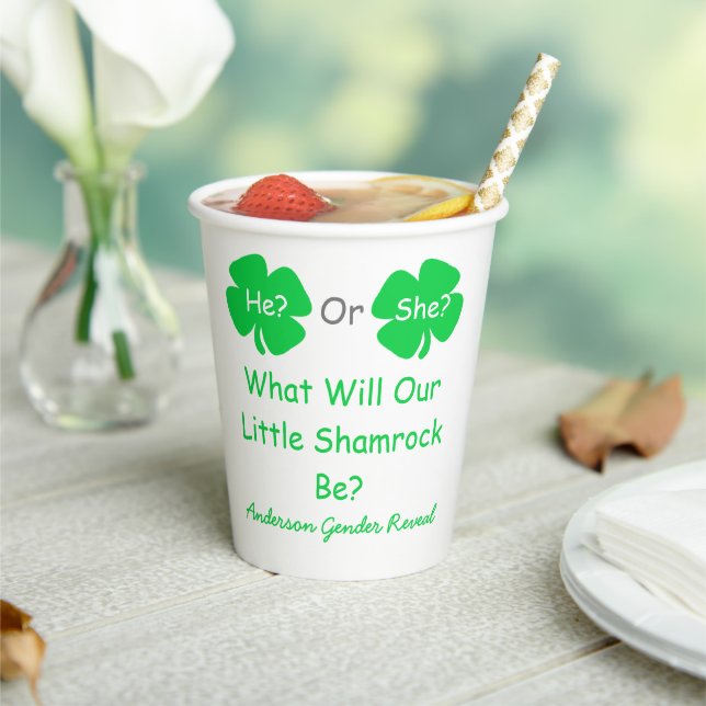 Gobelets En Papier Petite révélation Shamrock sur le genre (Insitu)