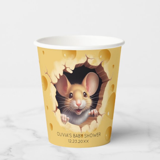 Gobelets En Papier Petite souris dans le Baby shower au fromage (Recto)