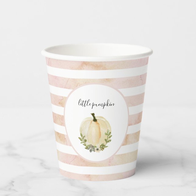 Gobelets En Papier Petites tasses Citrouilles roses Baby shower Autom (Recto)