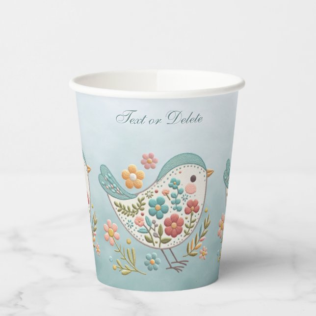 Gobelets En Papier Petits Bleu Fleurs Roses Coupes en Papier (Gauche)
