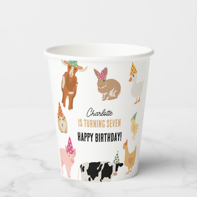 Gobelets En Papier Petting Zoo Party Animals Barnyard Birthday Theme (Verso)