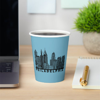 Gobelets En Papier Philadelphia Skyline Silhouette 