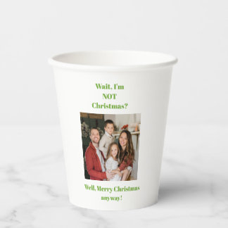 Gobelets En Papier photo de texte vert pour les fêtes de Noël
