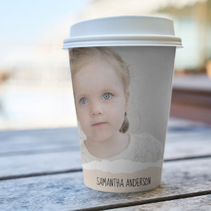 Gobelets En Papier Photo et Perosnalized Text pink