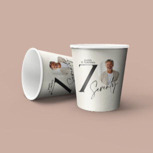 Gobelets En Papier Photo minimale d'anniversaire moderne de 70 ans