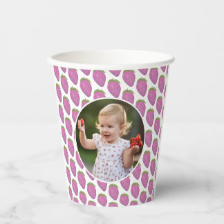 Gobelets En Papier Photo personnalisée rose Berry Premier anniversair