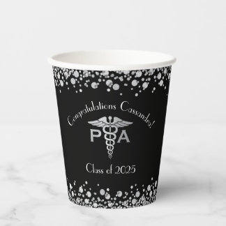 Gobelets En Papier Physician Assistant PA Graduation Black Silver