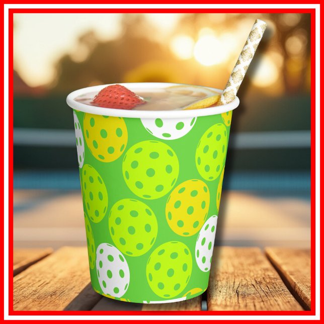 Gobelets En Papier Pickleball Anniversaire Soirée Sport Vert (Pickleball Birthday Party Cute Green Sports Paper Cups)