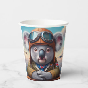 Gobelets En Papier Pilote d'avion Koala