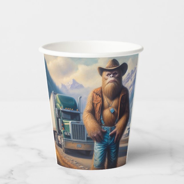 Gobelets En Papier Pilote de camion Bigfoot (Recto)