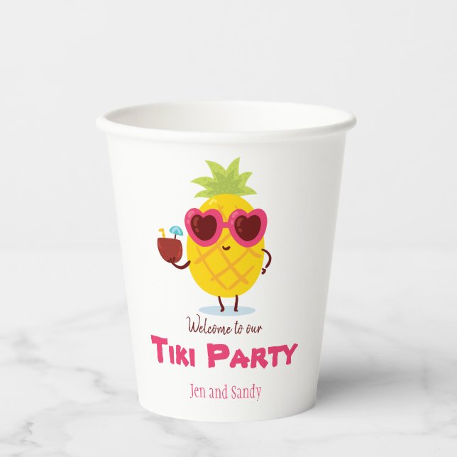 Gobelets En Papier Pineappy Tiki Party Coupes de papier personnalisée (Recto)