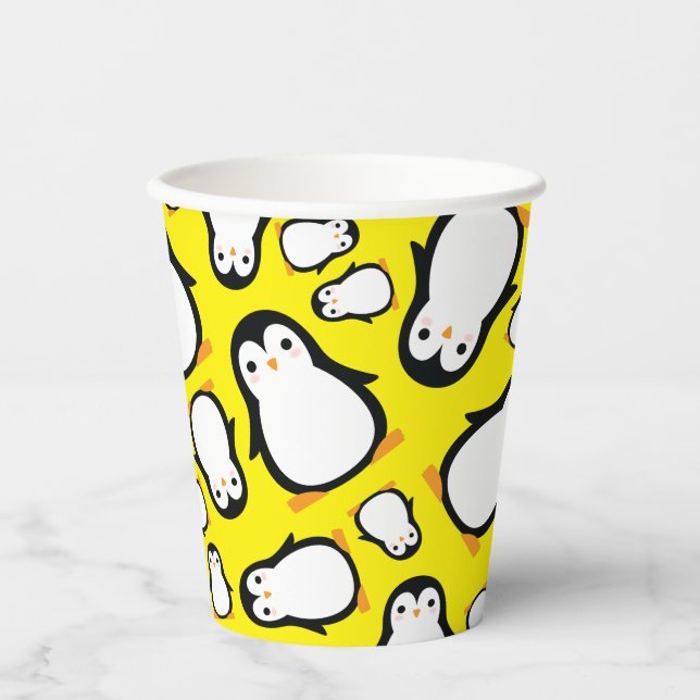 Gobelets En Papier Pingouin Cute Hiver 1er Anniversaire Coupes de pap (Recto)