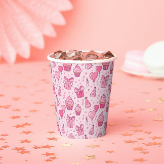 Gobelets En Papier Pink Birthday Cupcake Paper Cups