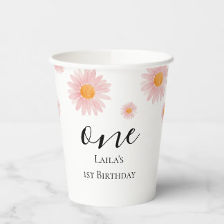Gobelets En Papier Pink Blush Groovy Daisy Birthday
