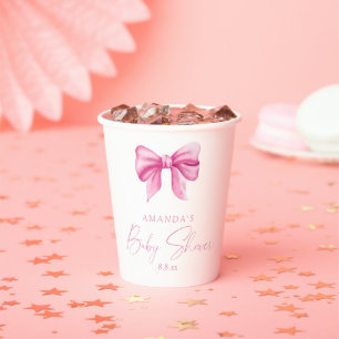 Gobelets En Papier PINK BOW fille Baby shower