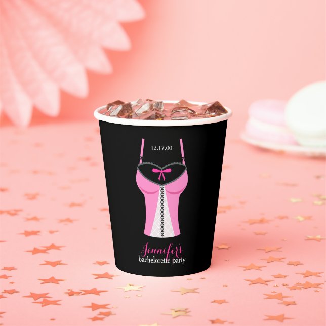 Gobelets En Papier Pink Bustier Girls Night Out Bachelorette (Insitu)