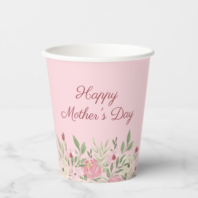 Gobelets En Papier Pink Floral Church Mother's Day (Recto)