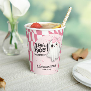 Gobelets En Papier Pink Ghost Little Boo est presque dû Baby shower