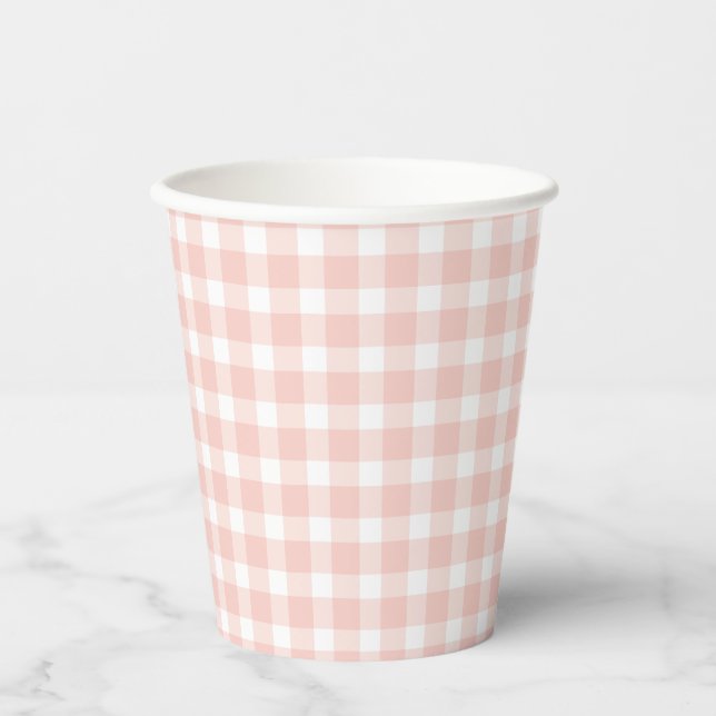 Gobelets En Papier Pink Gingham Paper Cups (Recto)