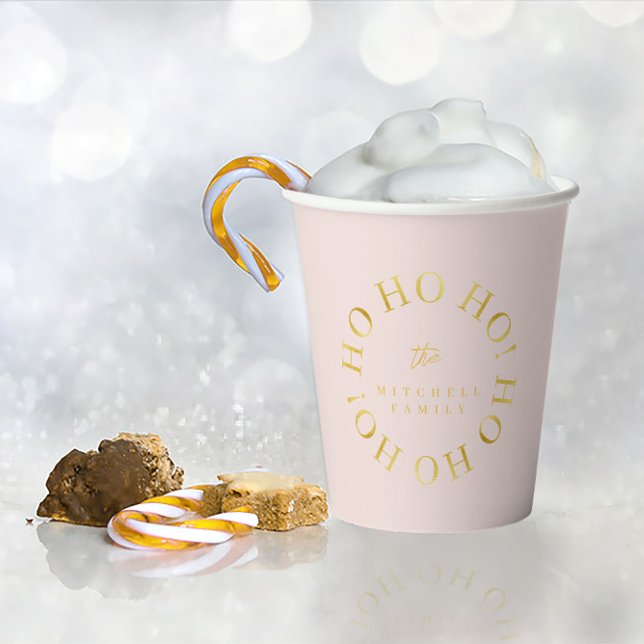 Gobelets En Papier Pink Gold Christmas Ho Ho Ho ID1009 (Créateur téléchargé)