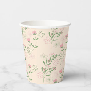 Gobelets En Papier Pink Green Retro Y2K les années 70 Fleur Motif
