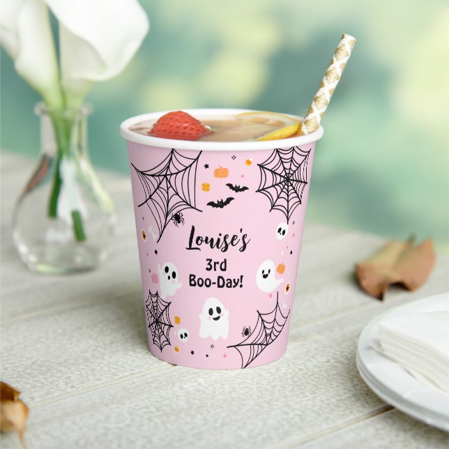 Gobelets En Papier Pink Halloween Spooky Ghost (Insitu)