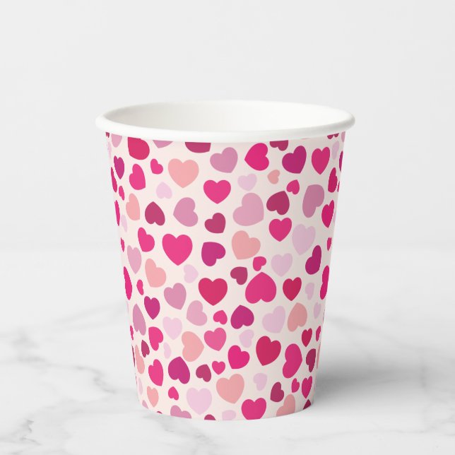 Gobelets En Papier Pink Heart Valentine's Day (Recto)