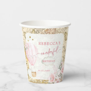 Gobelets En Papier Pink Hot Air Balloon N'est-elle pas Onerderful Ann
