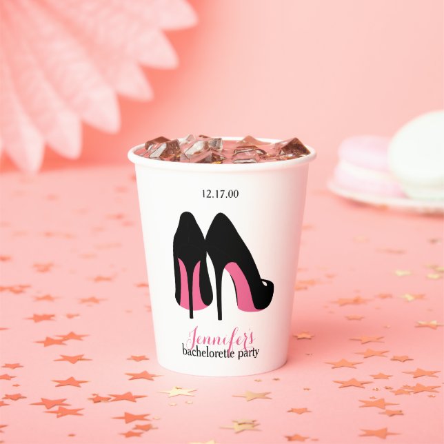 Gobelets En Papier Pink Stilettos Girls Night Out Bachelorette (Insitu)