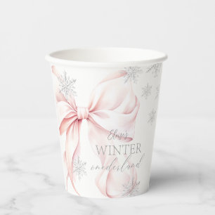 Gobelets En Papier Pink Winter Onederland Argent 1er anniversaire