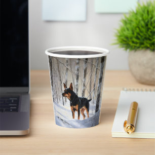 Gobelets En Papier Pinscher Nain Noël Laissez Tomber la Neige