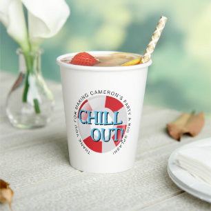 Gobelets En Papier Piscine Party rouge bleu Chill out Personnalisé