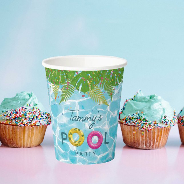 Gobelets En Papier Piscine tropicale Piscine de fête Anniversaire (Tropical Pool Party Swimming Pool Birthday Paper Cups)