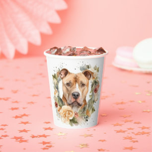 Gobelets En Papier Pitbull Christmas Wreath Festive Pup