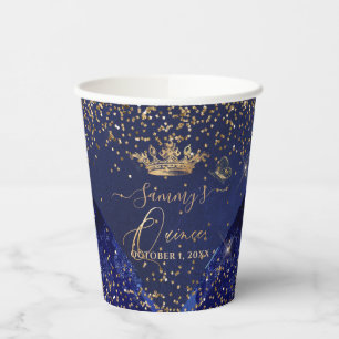 Gobelets En Papier PixDezines Marine Parties scintillant d'or bleu Qu