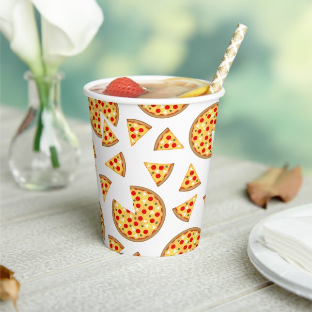 Gobelets En Papier Pizza et tranches de cool motif sur blanc (Insitu)