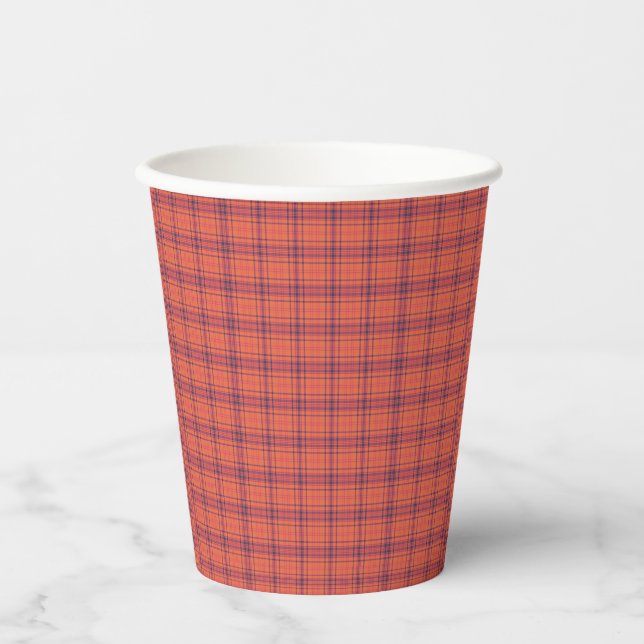 Gobelets En Papier Plaid orange (Recto)